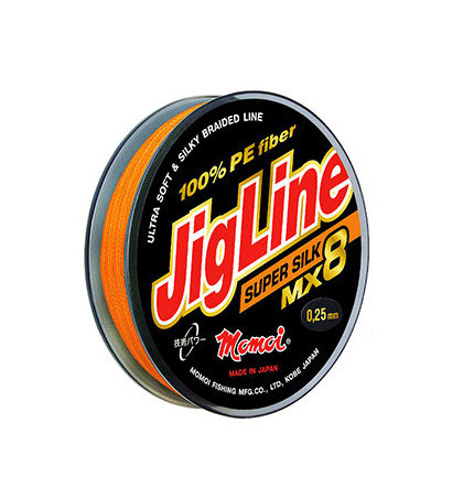 Шнур JigLine MX8 Super Silk 0,08 мм, 6,2 кг, 10 м, оранж.