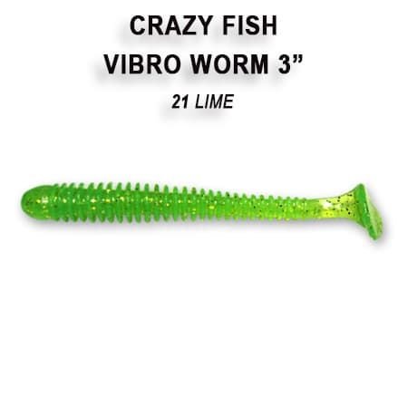 Резина Crazy Fish Vibro Worm 3" 11-75-21-4