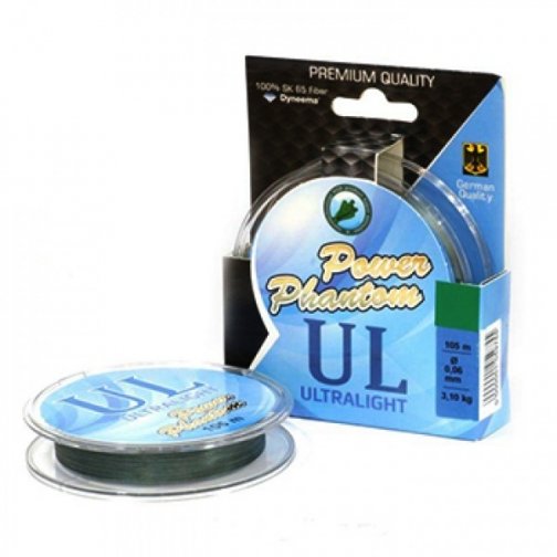 Шнур плет. Power Phantom 6x, UltraLight, 105 м., зеленый 0,05 мм, 2,9 кг